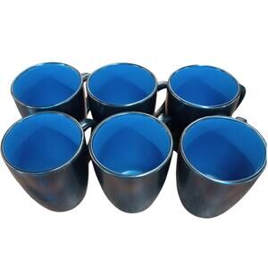 Stone & Lain Albie Blue and Black Mugs Coffee Tea Set of 6